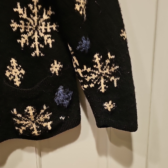 VINTAGE 80S Jones New York Sweater Zipper Wool Hand Knit Retro - Picture 4 of 6